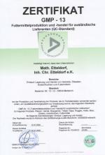 Zertifikat: GMP 13 Futtermittelproduktion