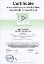 Zertifikat: Standard Quality Control for Animal Feed
